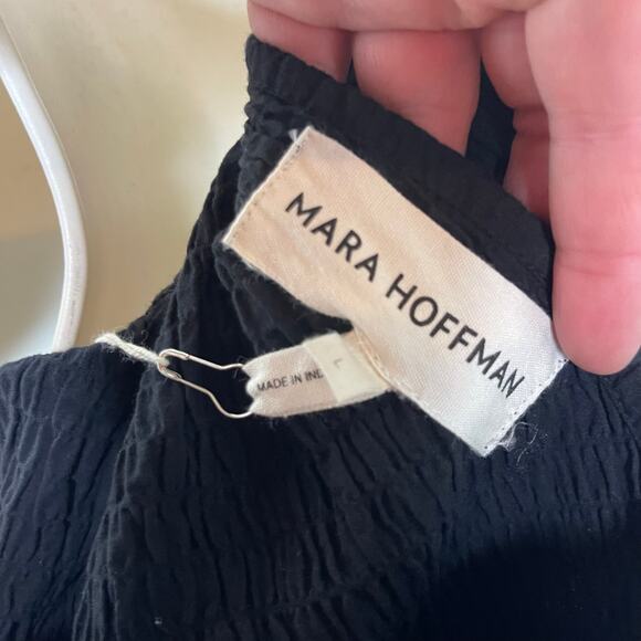 NWT Mara Hoffman Justine Twist-Front Cropped Blouse in Black sz L - Picture 9 of 13